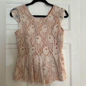 Anthropologie Pink Lace Top XS